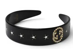 GUCCI グッチ ヘアアクセサリー/カチューシャ インターロッキングG/スター ラインストーン ブラック 髪留め 628716【中古】のサムネイル