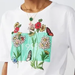 マージュ フラワー 刺繍 半袖Tシャツのサムネイル
