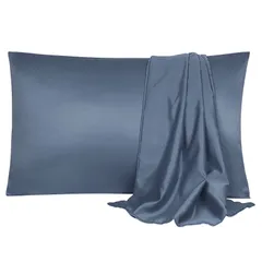 【特価商品】50*90cm ダークグレー 防臭 無地 両面枕カバー セット 2枚 封筒式 ピローケース 接触冷感 ひんやり サテン枕カバー uxcell