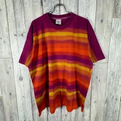 OLD Alore 90s アローレ 米国製 シングルステッチ 半袖 グラデーション ボーダー コットン Tシャツ TEE メンズ XL サイズのサムネイル