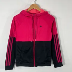 adidas アディダス　フルジップパーカー ピンク ブラック