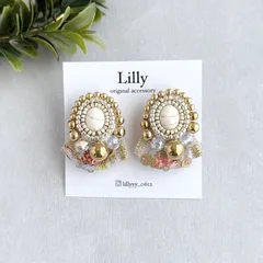 #1011 インド刺繍リボン/ビーズ刺繍/ゴールド/カジュアル/ハンドメイド