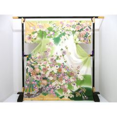 加賀友禅 落款入 伝統工芸品 訪問着 正絹 躾糸付き ガード加工済 A364 