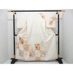 京友禅 訪問着 金彩 格子文様 橘 萩 楓 松 正絹 KH163 - メルカリ