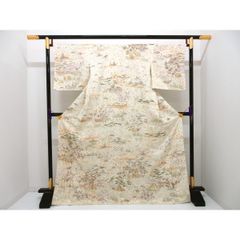 加賀友禅 落款入 伝統工芸品 訪問着 正絹 躾糸付き ガード加工済 A364 