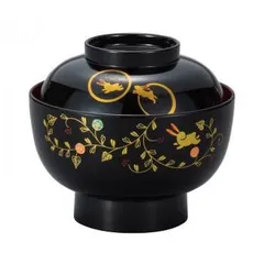 まえじゅう漆器 うさぎ唐草 雑煮椀 黒内朱 3T-212のサムネイル