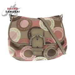 美品 COACH コーチ ソーホー ベージュ ブラウン ピンク ナイロン/レザー ショルダーバッグ ポシェット レディース 600510【中古】