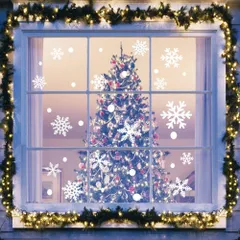 【新着商品】木 雑貨 飾り北欧 ガラス クリスマス 部屋 窓 インテリア 壁紙 DIY シール オーナメント christmas xmas パーティ x-mas 雪 飾りつけ サンタ ツリー 雪花 雪の華 (2PCS)takehome 雪の結晶 クリスマスス のサムネイル