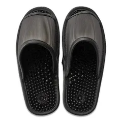 [ハキハキ工房 - Slippers by CREO] レユール健康サンダル Mサイズ 約24.5cmまで 日本製 足ツボ ブラック″mn 80ee3067