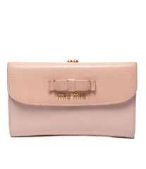 miu miu ミュウミュウ フラップ 長財布 リボン バイカラー 0506-⑥