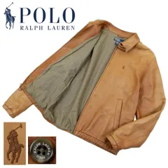 【M474】POLO RALPH LAUREN ポロラルフローレン レザージャケット スイングトップジャケット ポニー刺繍 オールド 裏地千鳥格子柄のサムネイル
