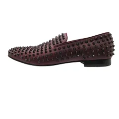 Christian Louboutin クリスチャンルブタン スリッポン ローラーボーイ スパイク スタッズ シューズ ワインレッド 43 28cm メンズ 【中古】のサムネイル