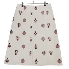 HERMES エルメス スカート 香水柄 パルファム柄 シルク タイト ひざ丈 フロントスリット ホワイト 38【M】 レディース 【中古】のサムネイル