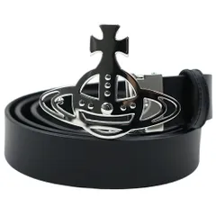 ヴィヴィアンウエストウッド ベルト レディース メンズ ユニセックス レザー 黒 ブラック シルバー Vivienne Westwood BELT LINE ORB BLACK 82010036-L0022-N401のサムネイル