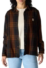 カーハート レディース アウター ジャケット・ブルゾン シャツ Carhartt Womens Tencel Twill Plaid Shirt Black ブラック