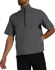 フットジョイ メンズ アウター ジャケット・ブルゾン シャツ FootJoy Mens HydroLite X Short Sleeve Golf Rain Shirt CharcoalBlack ブのサムネイル