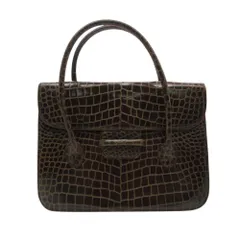 GIORGIO ARMANI ジョルジオアルマーニ ハンドバッグ クロコダイル 型押しレザー トートバッグ ブラウン レディース 【中古】のサムネイル