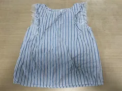 GLOBAL WORK　140 ストライプ　可愛い　Tシャツ　女の子　フリルノースリーブトップス　古着　子供服のサムネイル