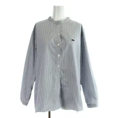ラコステ LACOSTE シャツ ブラウス 34 青 ブルー ストライプ柄 バンドカラー 長袖 /APのサムネイル