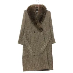 MARELLA マレーラ マックスマーラ コート ファー衿 ヘリンボーン柄 ロング丈 アウター ダブルブレスト ブラウン 40【M】 レディース 【中古】のサムネイル
