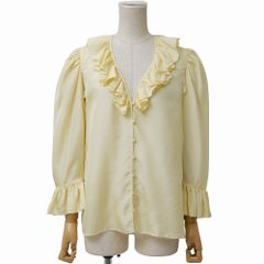 □美品□2025年製□Chloe クロエ V-neck ruffle top in silk habotai