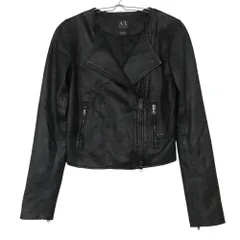 ARMANI EXCHANGE アルマーニエクスチェンジ ライダースジャケット ラムレザー ジップアップ ブルゾン アウター ブラック 【XXS】 レディース 【中古】のサムネイル