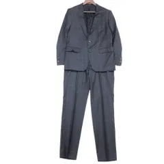 HUGO BOSS ヒューゴボス スーツ チェック柄 セットアップ super140 テーラード ジャケット スラックス パンツ ネイビー 50【XL】 メンズ 【中古】のサムネイル