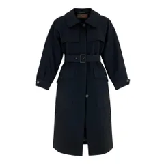 7f4 YVES SAINT LAURENT イヴサンローラン トレンチコート ロングコート シングル 比翼ボタン ブラック ウール100％ レディース 女性服o07tのサムネイル