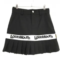 【美品】ラウドマウス スカート 黒×白 ロゴプリント 裾プリーツ 内側インナーパンツ レディース  ゴルフウェア LOUDMOUTHのサムネイル