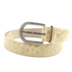極美品▼Brioni ブリオーニ B2102/F1160 ロゴ刻印入りバックル クロコダイル レザーベルト ベージュ シルバー金具 95 イタリア製 メンズのサムネイル