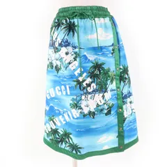 極美品☆GUCCI グッチ 693162 コットン100％ ロサンゼルス パームツリープリント スカート マルチカラー M イタリア製 正規品 レディース 定価258,500円のサムネイル