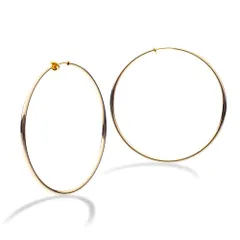 [Puente] ピアス穴不要 フェイクピアス 両耳セット シンプル 細め 細い ゴールド 60mm レディース ノンホールピアス イヤリング イヤーカフ バネ式 フープ フープピアス リング わっか 丸い リングピアス ピアス 大きい 大きめのサムネイル