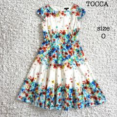 極美品】トッカ 花柄プリントシフォンワンピース フレア ウエスト