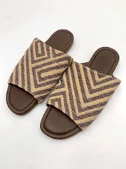 未使用品■STEVEN ALAN スティーブンアラン シンプル カジュアル スライド 幾何学模様 サンダル size38/茶 ■◆◎レディースのサムネイル
