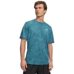 アンダーアーマー メンズ トップス Tシャツ Under Armour Mens UA Tech Pixelate TShirt Wham BlueWhite ホワイト