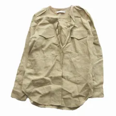 Chloe クロエ ノーカラージャケット リネン100% ブルゾン アウター レザーパイピング ベージュ 34【XS】 レディース 【中古】のサムネイル