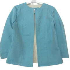 Herno ヘルノ ノーカラージャケット コットン シルク アウター ライトブルー 44【XL】 レディース 【中古】のサムネイル
