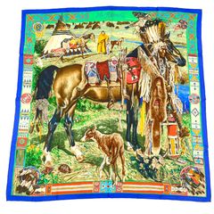 極美品 HERMES エルメス Les Cheyennes シャイアン族 カレ90 シルク