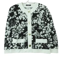 LEONARD レオナール ノーカラージャケット フラワープリント コットン 金ボタン ブラック 11AR 【L】 レディース 【中古】のサムネイル