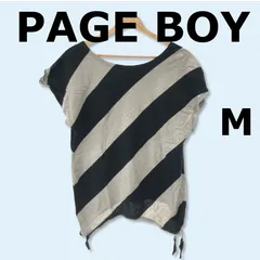 PAGE BOY ページボーイ トップス シャツ ブラウス ボーダー ボートネック 半袖 レディース ブラック グレー ボーダー M