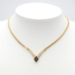 美品 ヴィンテージ Dior ネックレス エナメル ラインストーン ゴールド Christian Dior（クリスチャンディオール） ヴィンテージ ロゴ