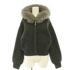 スナイデル SNIDEL 25AW Sustainaファー付きニットパーカー ジップアップ フェイクファー F チャコール グレー /CX ■OSのサムネイル