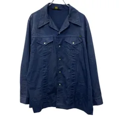70s～ USA製 Wrangler シャツジャケット XL～ ネイビー ラングラー スナップボタン 70年代～ 胸ポケット ステッチ 春物 a806-5108のサムネイル