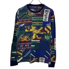 POLO RALPH LAUREN 長袖 総柄 Tシャツ M ネイビー ポロラルフローレン プルオーバー 総柄 パッチワーク風 ロンT ロングT 春物 a806-5110のサムネイル