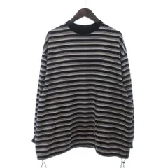 イズネス is-ness BALLOON STRIPES LONG SLEEVE Tシャツ カットソー 長袖 マルチボーダー コットン 紺 ネイビー Lのサムネイル