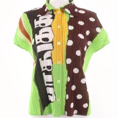 PLEATS PLEASE イッセイミヤケ 半袖 シャツ 総柄 モード アート プリーツプリーズ イッセイミヤケ PLEATS PLEASE 半袖 柄 シャツ