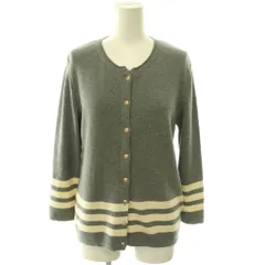 ダブルスタンダードクロージング ダブスタ DOUBLE STANDARD CLOTHING 金ボタン ボーダー カーディガン ニット F グレー アイボリー /ES ■OSのサムネイル
