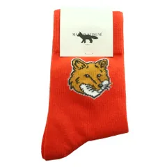 メゾンキツネ MAISON KITSUNE フォックス ヘッド ソックス FOX HEAD SOCKS 靴下 40/45 オレンジ /SS ■OS ■SHのサムネイル