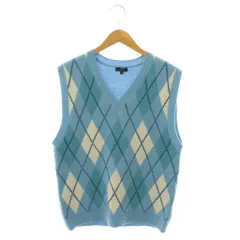 アイテムズ アーバンリサーチ ITEMS URBANRESEARCH 25AW ウール混アーガイルVネックニットベスト M ライトブルー マルチカラー /ES ■OSのサムネイル