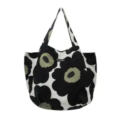 marimekko マリメッコ トートバッグ ウニッコ柄 肩掛け ショルダーバッグ キャンバストート ブラック レディース 【中古】